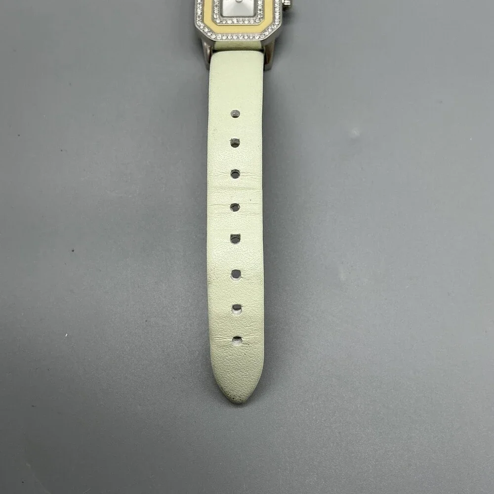 Ted Baker Womens Watch 24mm Silver Tone Crystals Green Leather New Battery
